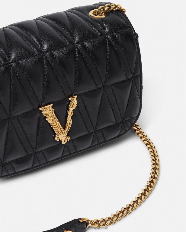 bolsas P2TX367 Versace bolsa de ombro pequena virtus preto mulheres