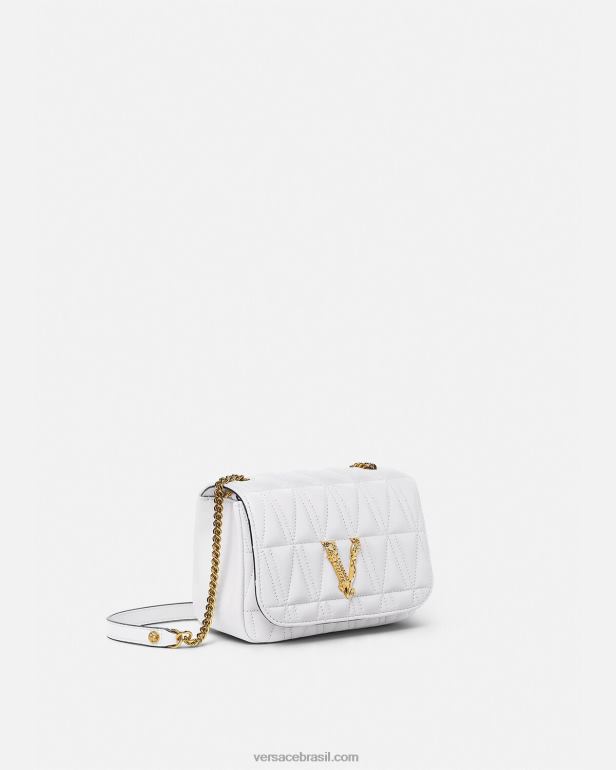 bolsas P2TX368 Versace bolsa de ombro pequena virtus branco mulheres