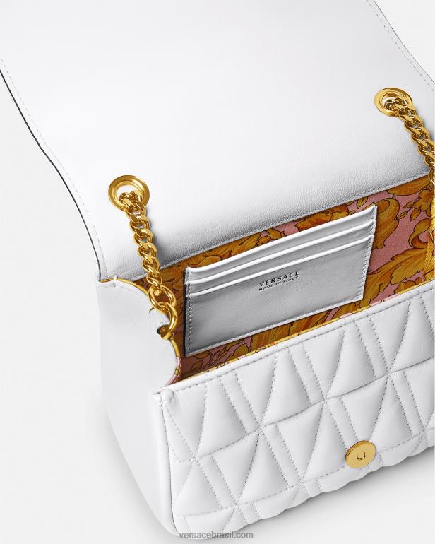 bolsas P2TX368 Versace bolsa de ombro pequena virtus branco mulheres