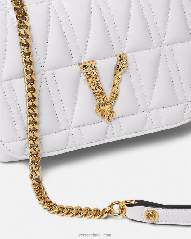 bolsas P2TX368 Versace bolsa de ombro pequena virtus branco mulheres