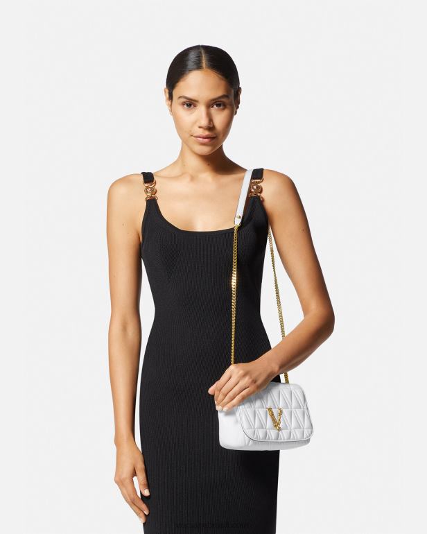 bolsas P2TX368 Versace bolsa de ombro pequena virtus branco mulheres
