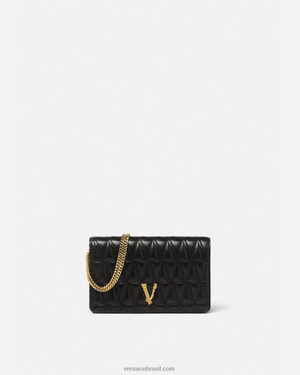 bolsas P2TX369 Versace embreagem virtus preto mulheres