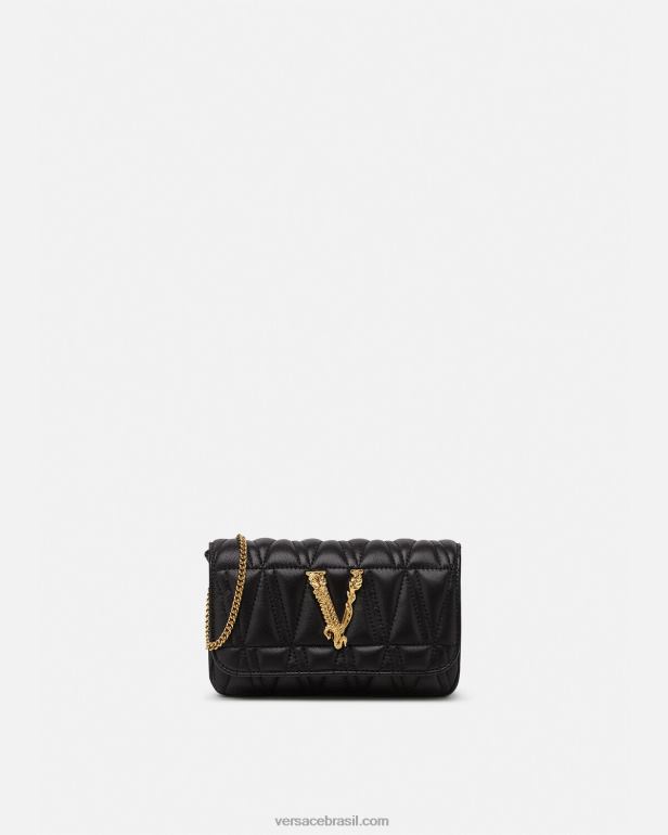 bolsas P2TX372 Versace bolsa virtus mini preto mulheres
