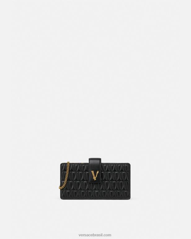 bolsas P2TX374 Versace embreagem virtus preto mulheres