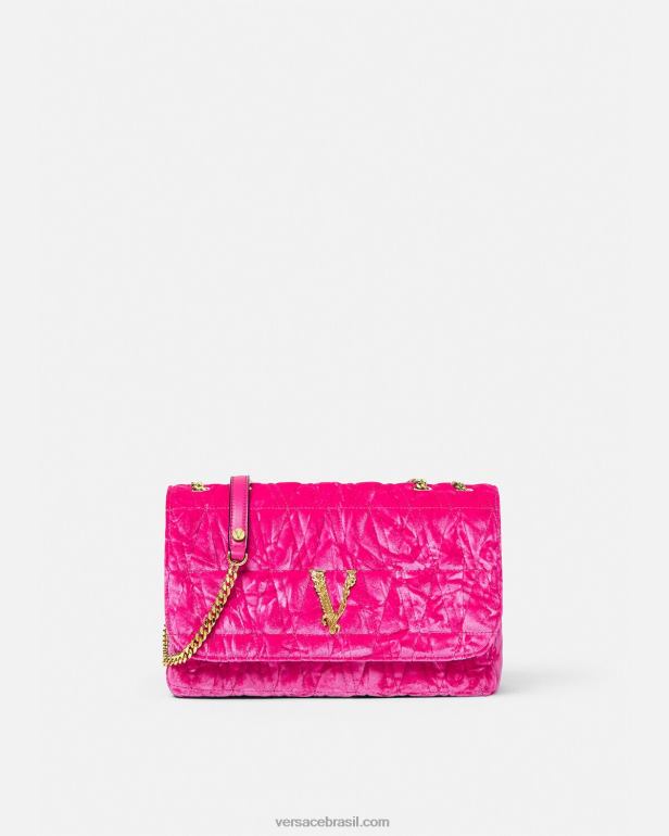 bolsas P2TX376 Versace bolsa tiracolo virtus veludo rosa mulheres
