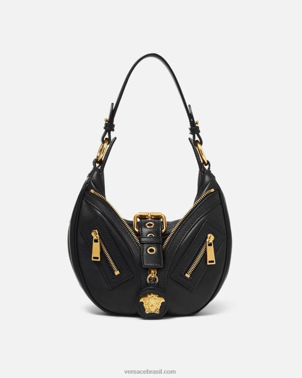 bolsas P2TX274 Versace repita o pequeno saco hobo preto mulheres