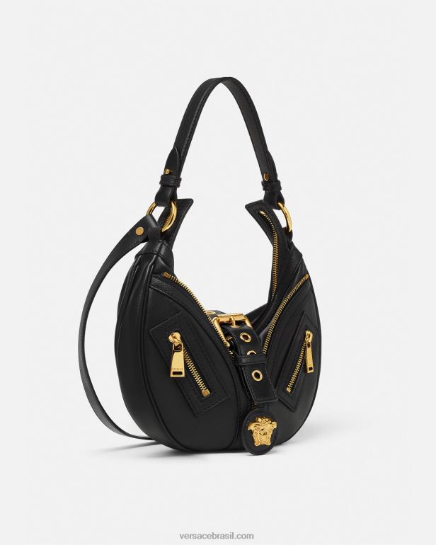 bolsas P2TX274 Versace repita o pequeno saco hobo preto mulheres
