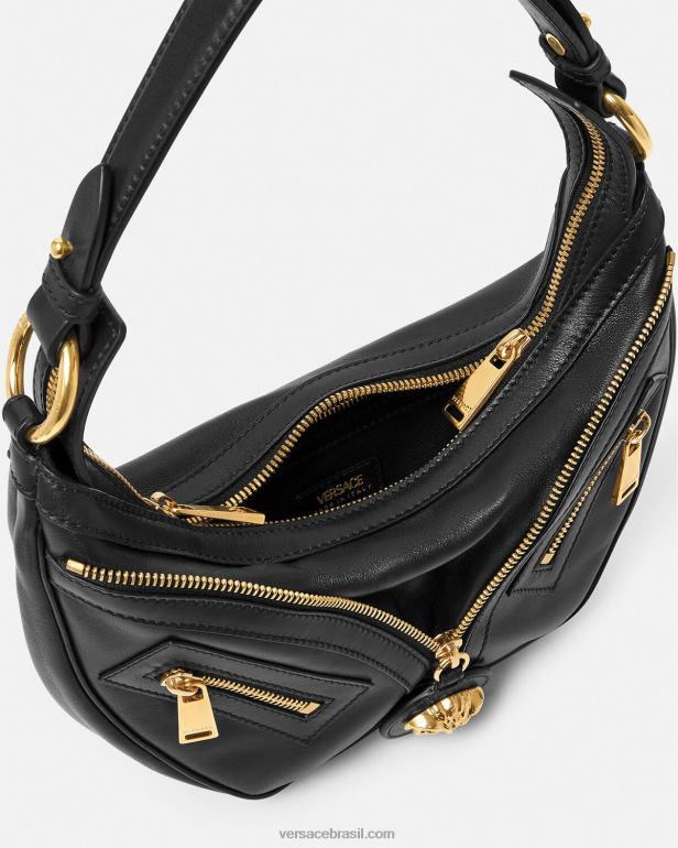 bolsas P2TX274 Versace repita o pequeno saco hobo preto mulheres