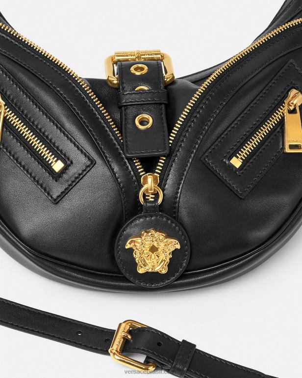 bolsas P2TX274 Versace repita o pequeno saco hobo preto mulheres