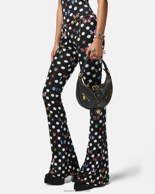 bolsas P2TX274 Versace repita o pequeno saco hobo preto mulheres