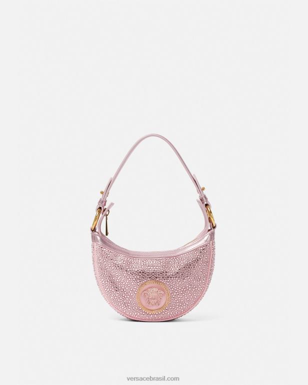 bolsas P2TX275 Versace bolsa mini hobo com repetição de cristal rosa mulheres