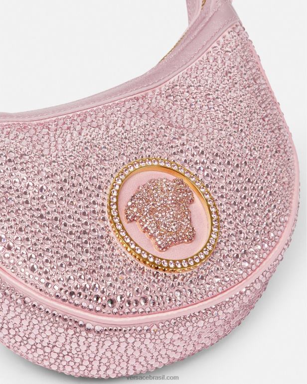 bolsas P2TX275 Versace bolsa mini hobo com repetição de cristal rosa mulheres