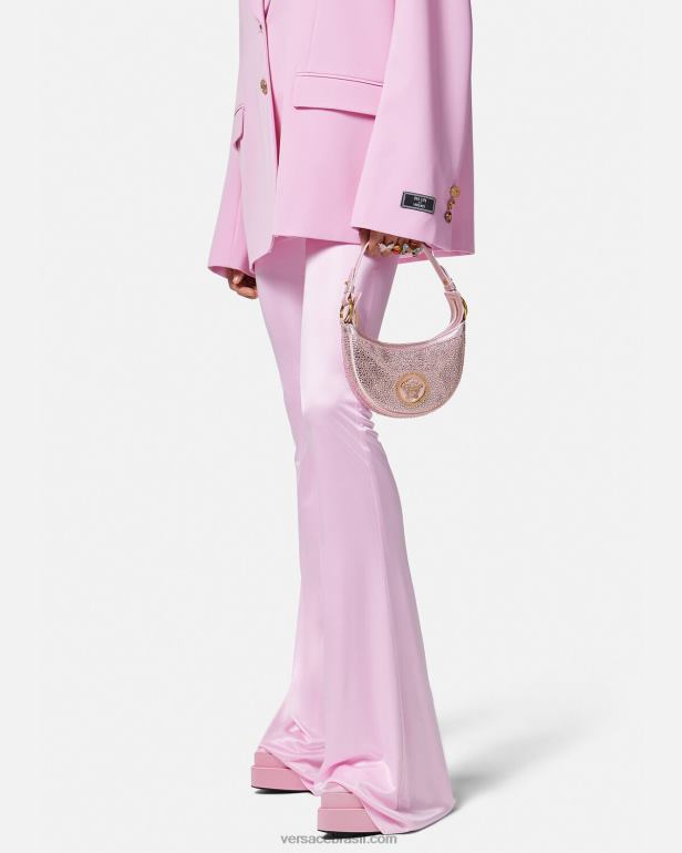 bolsas P2TX275 Versace bolsa mini hobo com repetição de cristal rosa mulheres