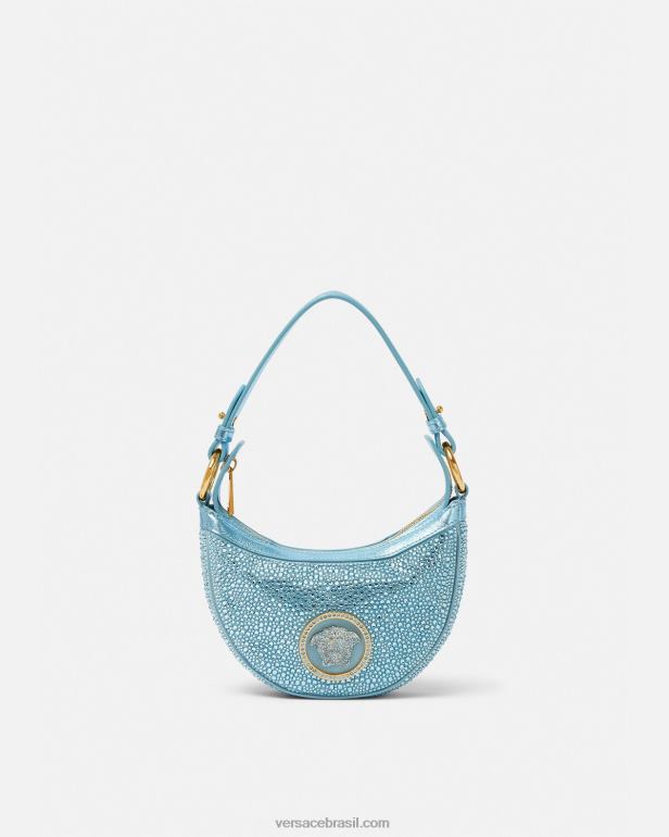 bolsas P2TX276 Versace bolsa mini hobo com repetição de cristal turquesa mulheres