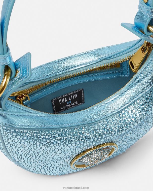 bolsas P2TX276 Versace bolsa mini hobo com repetição de cristal turquesa mulheres