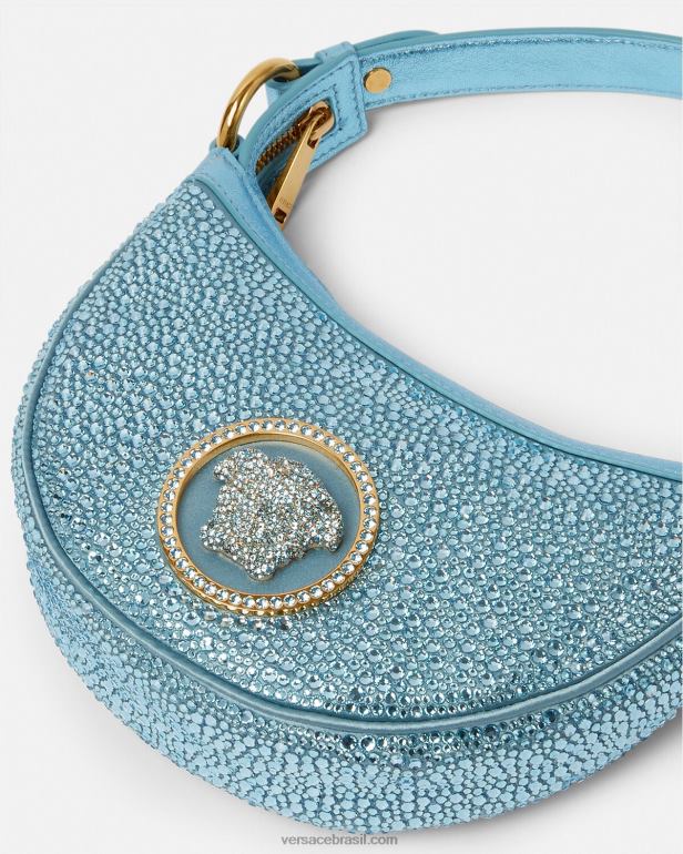 bolsas P2TX276 Versace bolsa mini hobo com repetição de cristal turquesa mulheres
