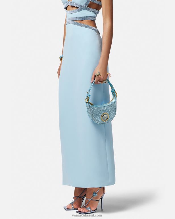 bolsas P2TX276 Versace bolsa mini hobo com repetição de cristal turquesa mulheres