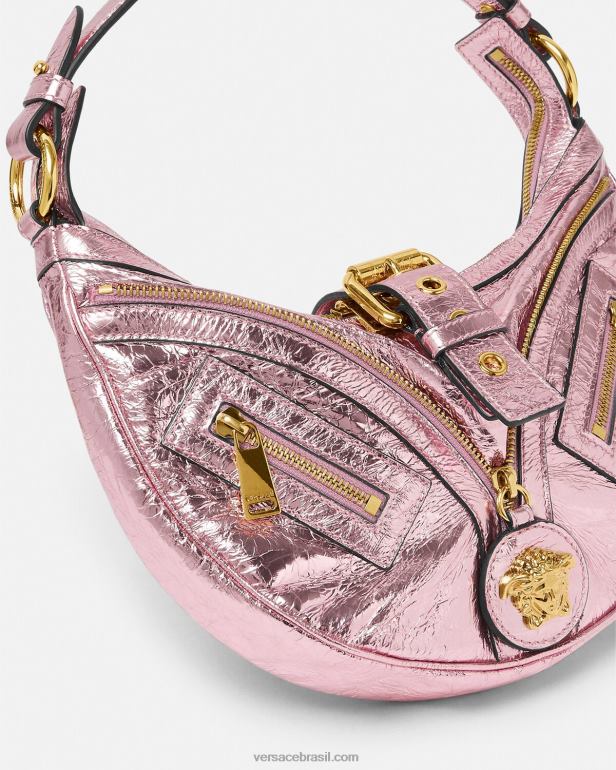 bolsas P2TX278 Versace bolsa hobo pequena com repetição metálica Uma cor mulheres