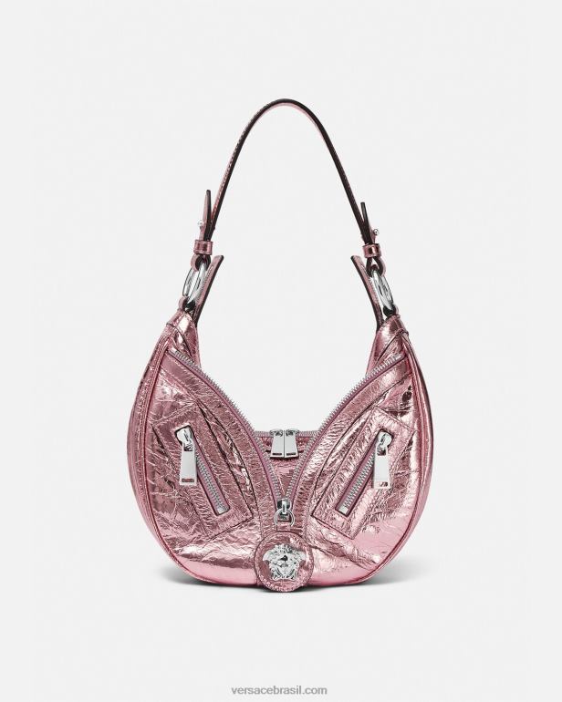 bolsas P2TX281 Versace repetir bolsa hobo pequena metálica Uma cor mulheres