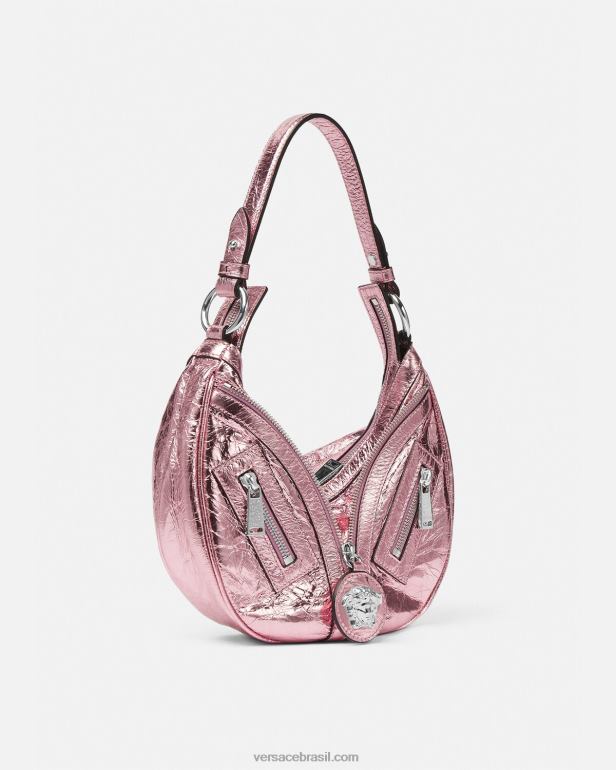 bolsas P2TX281 Versace repetir bolsa hobo pequena metálica Uma cor mulheres