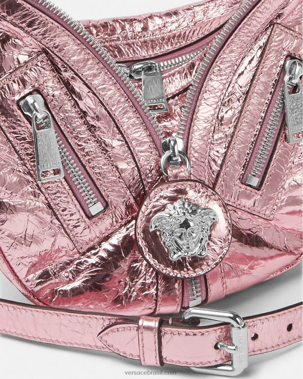 bolsas P2TX281 Versace repetir bolsa hobo pequena metálica Uma cor mulheres