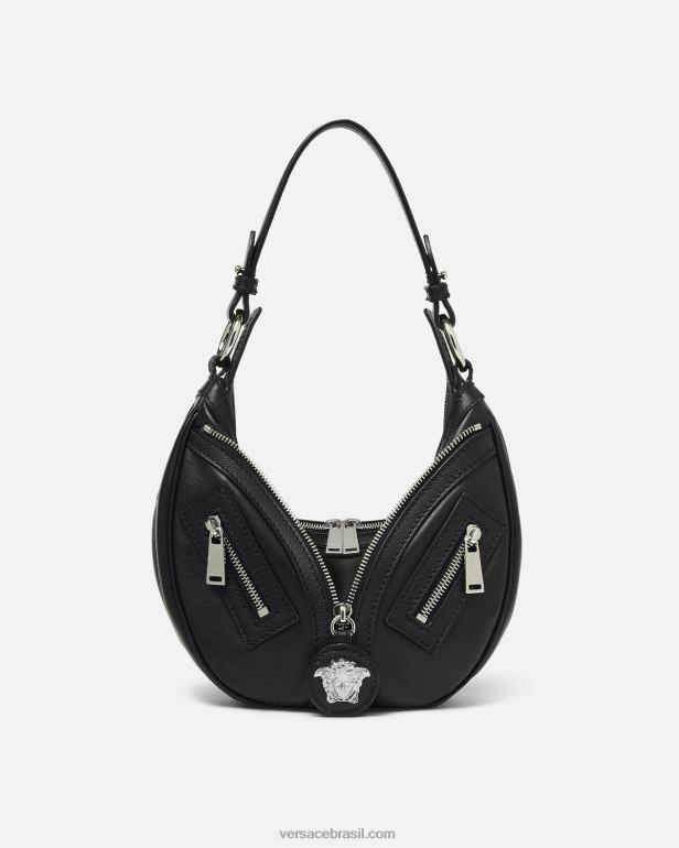 bolsas P2TX282 Versace repita o pequeno saco hobo preto mulheres
