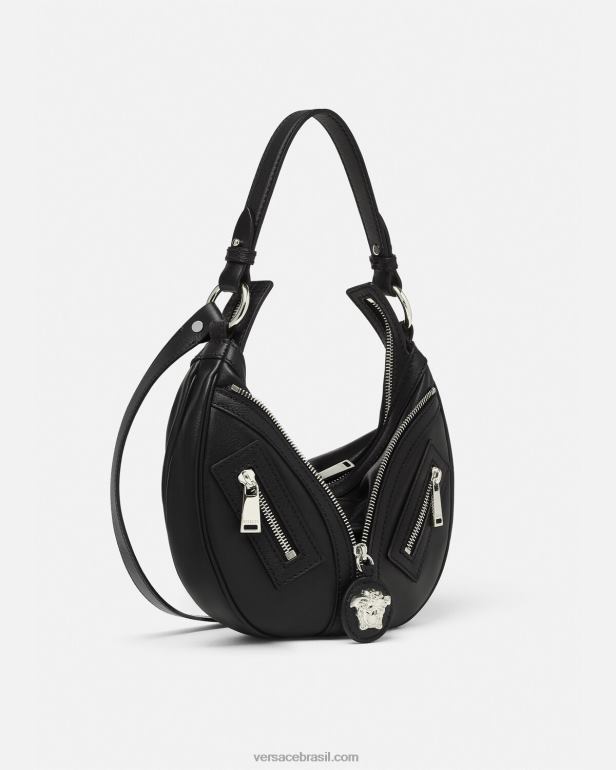 bolsas P2TX282 Versace repita o pequeno saco hobo preto mulheres