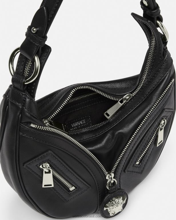 bolsas P2TX282 Versace repita o pequeno saco hobo preto mulheres