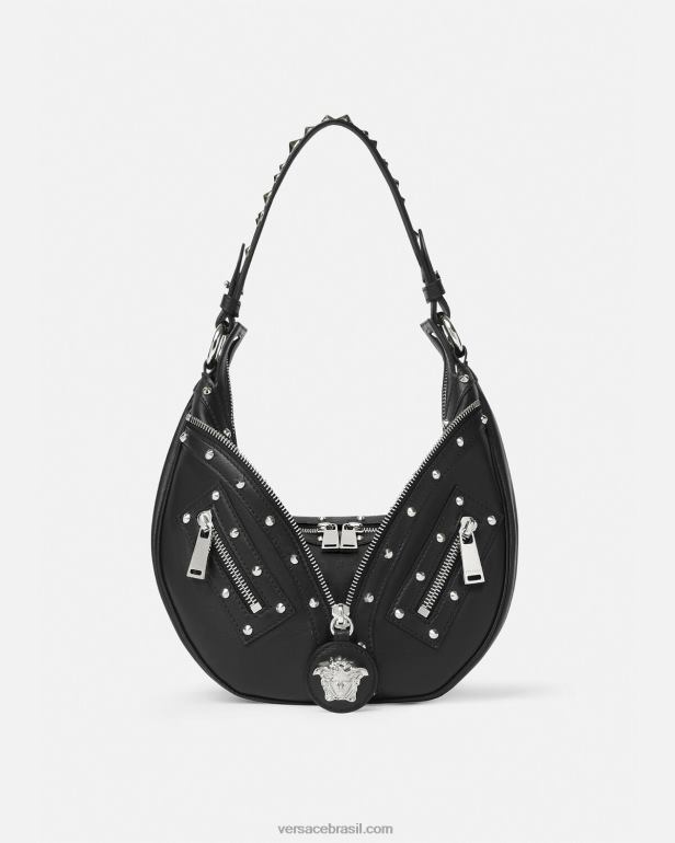 bolsas P2TX283 Versace repita o pequeno saco hobo preto mulheres