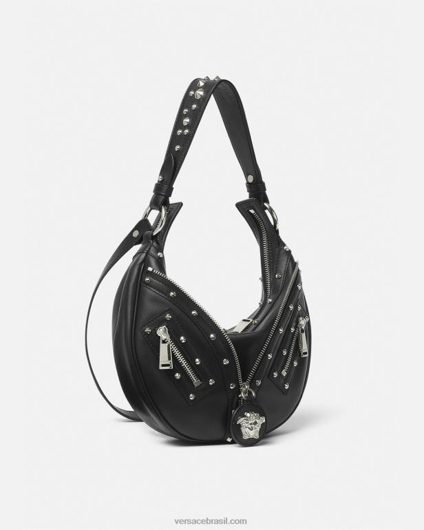 bolsas P2TX283 Versace repita o pequeno saco hobo preto mulheres