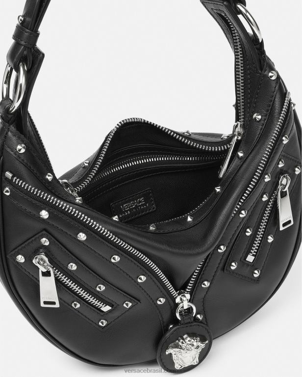 bolsas P2TX283 Versace repita o pequeno saco hobo preto mulheres