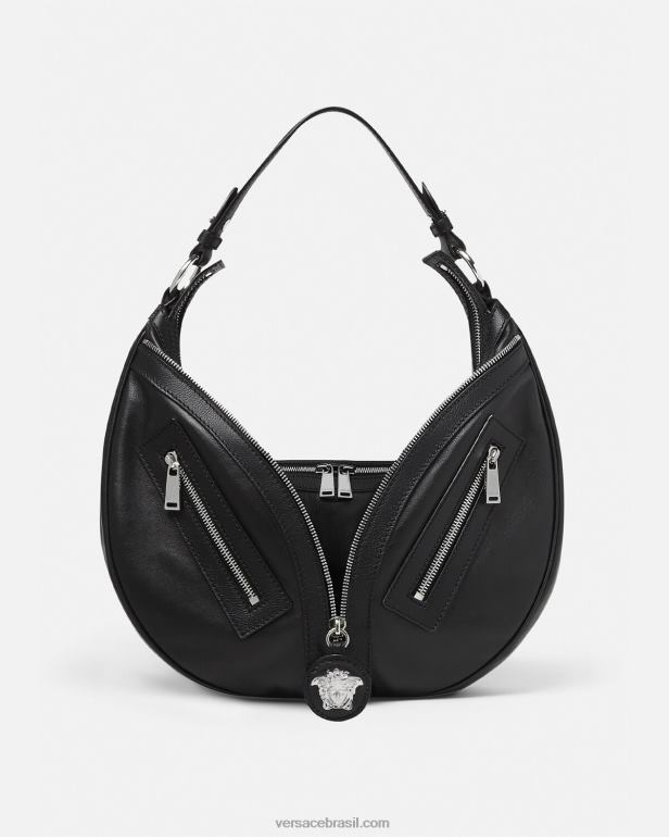 bolsas P2TX285 Versace repita o saco hobo preto mulheres