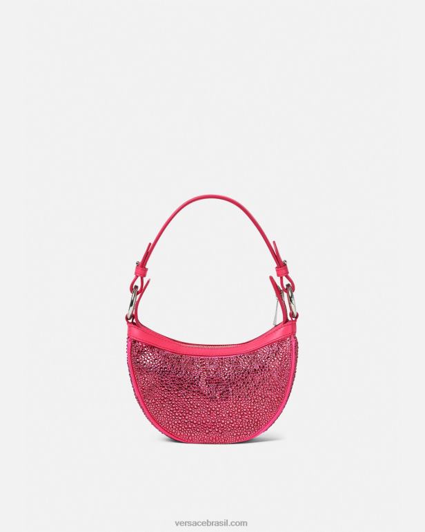 bolsas P2TX291 Versace bolsa mini hobo com repetição de cristal fúcsia mulheres
