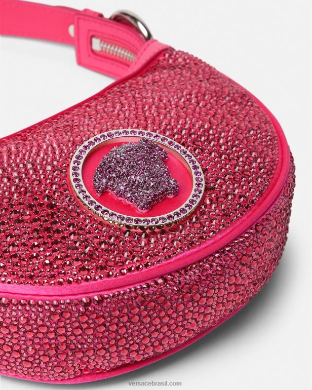 bolsas P2TX291 Versace bolsa mini hobo com repetição de cristal fúcsia mulheres