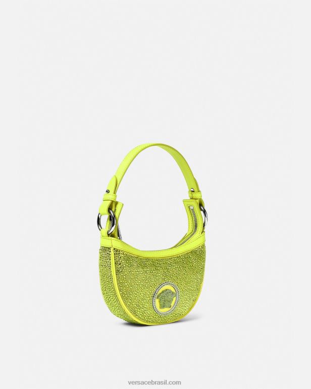 bolsas P2TX293 Versace bolsa mini hobo com repetição de cristal amarelo mulheres