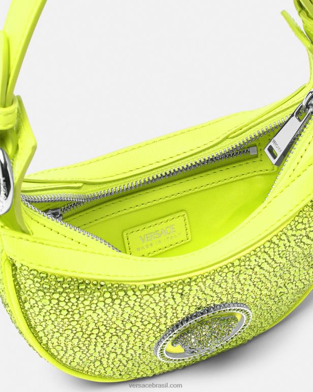 bolsas P2TX293 Versace bolsa mini hobo com repetição de cristal amarelo mulheres