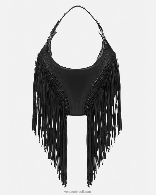 bolsas P2TX298 Versace bolsa hobo repetida com franjas preto mulheres