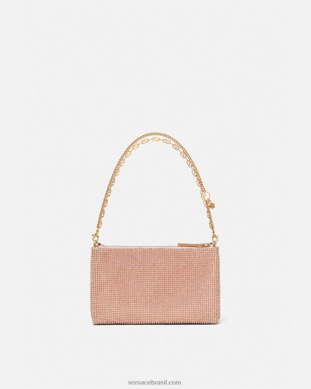 bolsas P2TX381 Versace embreagem de malha de metal de cristal rosa mulheres
