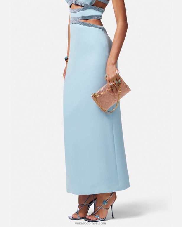 bolsas P2TX381 Versace embreagem de malha de metal de cristal rosa mulheres