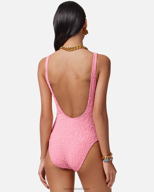 roupas íntimas e moda praia P2TX1122 Versace maiô com toalha rosa mulheres