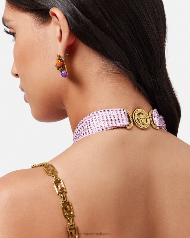 roupas íntimas e moda praia P2TX1124 Versace maiô cristal greca rosa mulheres