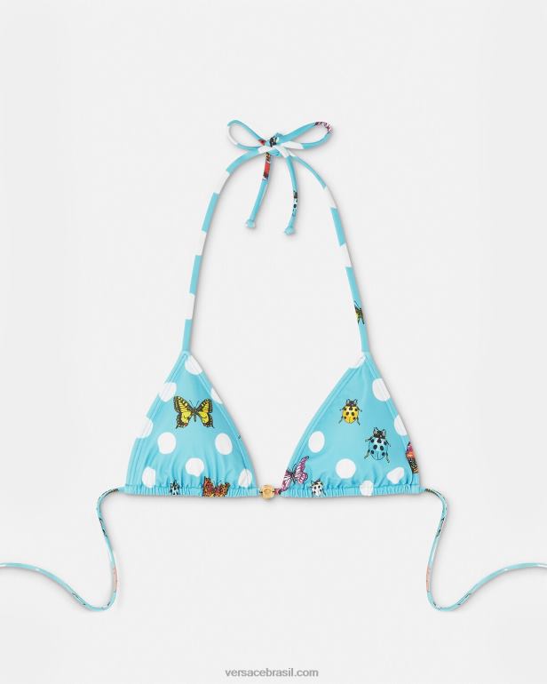 roupas íntimas e moda praia P2TX1130 Versace top de biquíni borboletas azul mulheres