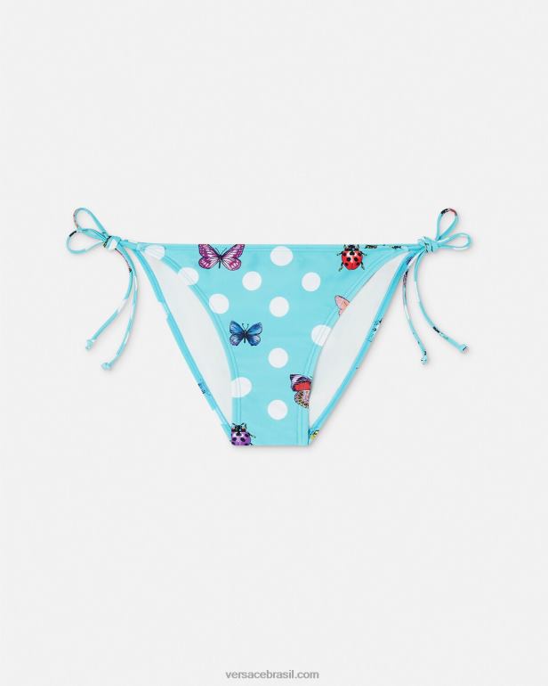 roupas íntimas e moda praia P2TX1132 Versace parte de baixo do biquíni com borboletas azul mulheres