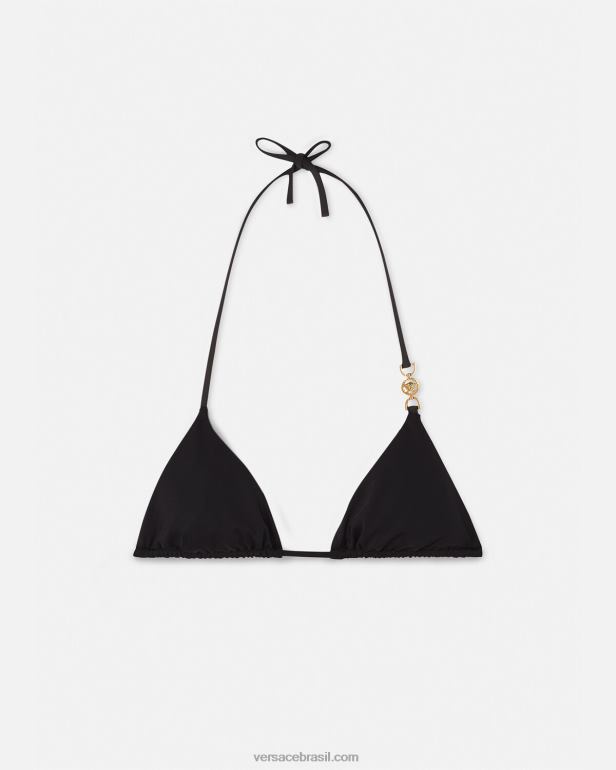 roupas íntimas e moda praia P2TX1145 Versace top de biquíni triangular medusa '95 preto mulheres