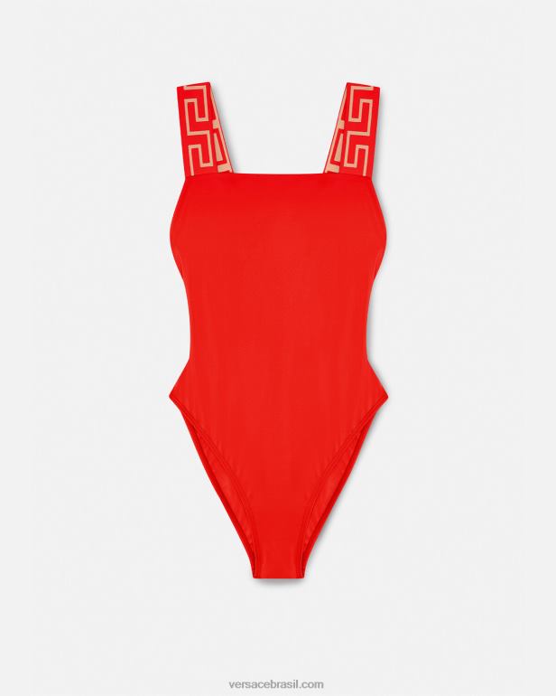 roupas íntimas e moda praia P2TX1159 Versace maiô greca border vermelho mulheres