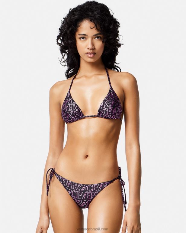 roupas íntimas e moda praia P2TX1163 Versace top de biquíni completo fúcsia e estampa mulheres