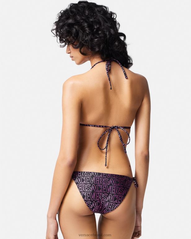 roupas íntimas e moda praia P2TX1163 Versace top de biquíni completo fúcsia e estampa mulheres