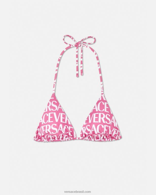 roupas íntimas e moda praia P2TX1164 Versace top de biquíni completo rosa e estampado mulheres