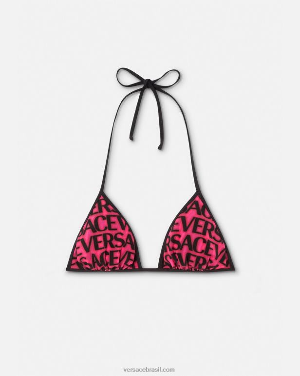 roupas íntimas e moda praia P2TX1165 Versace top de biquíni reversível fúcsia e estampa mulheres