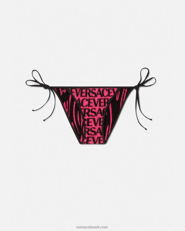roupas íntimas e moda praia P2TX1168 Versace parte de baixo de biquíni reversível fúcsia e estampa mulheres